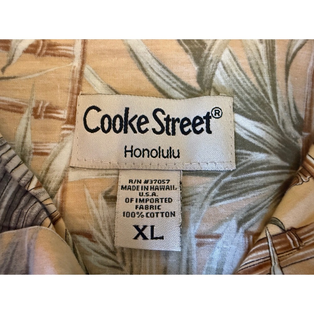 Cooke Street Mens Hawaiian Aloha Button Up Shirt XL Tan Tropical Summer Resort - Picture 3 of 7